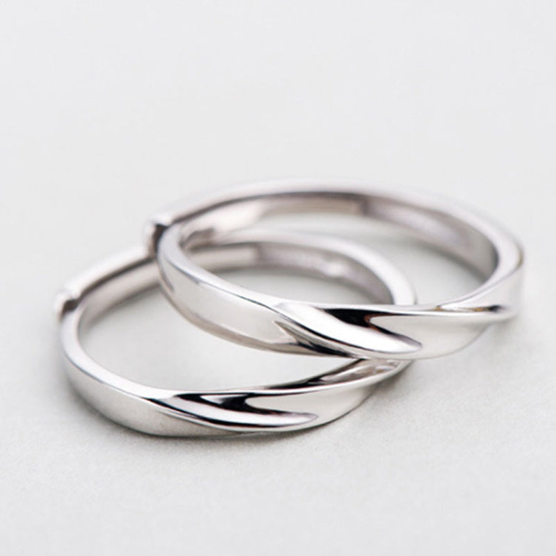 Infinite Love Möbius Couple Rings - 925 Sterling Silver Adjustable Matching Set