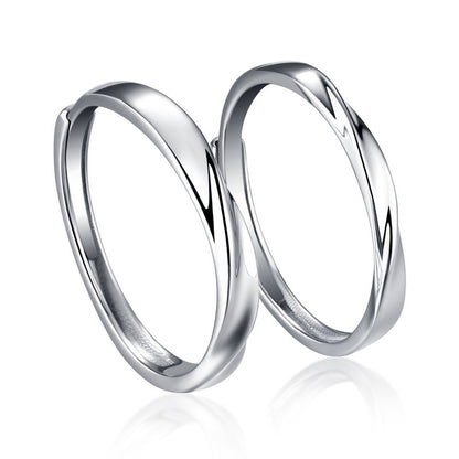 Infinite Love Möbius Couple Rings - 925 Sterling Silver Adjustable Matching Set