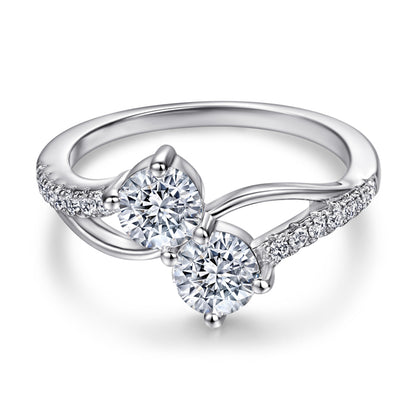 Infinity Twist 925 Silver Ring - Dual Zirconia Minimalist Band