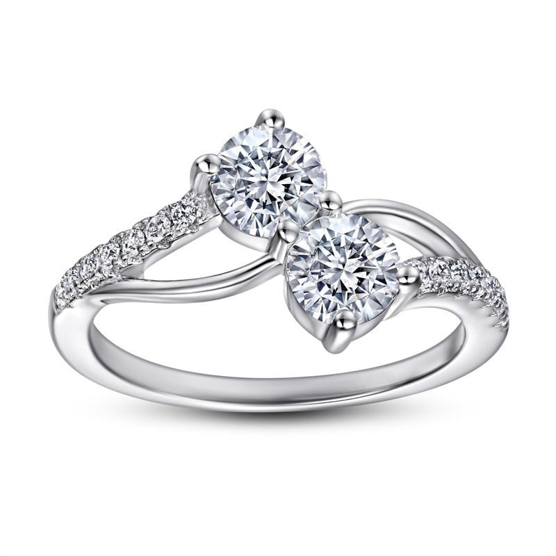 Infinity Twist 925 Silver Ring - Dual Zirconia Minimalist Band