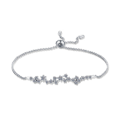 Ins Style 5-Layer Rhodium Plated Sterling Silver Bracelet - 0.585ct Moissanite with Lucky Charm Design