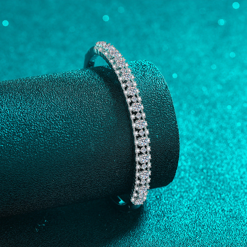 Instagram Botanical Bangle 2.1ct Moissanite 46*56mm Camellia Cactus Tree 925 Silver 5-Layer Rhodium