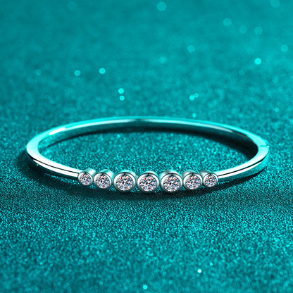 Instagram Botanical Bangle 2.5ct Moissanite 46x56mm Camellia Cactus Red Bean 925 Silver Rhodium