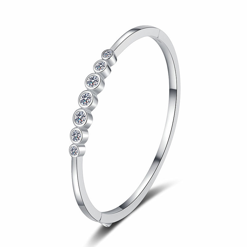 Instagram Botanical Bangle 2.5ct Moissanite 46x56mm Camellia Cactus Red Bean 925 Silver Rhodium