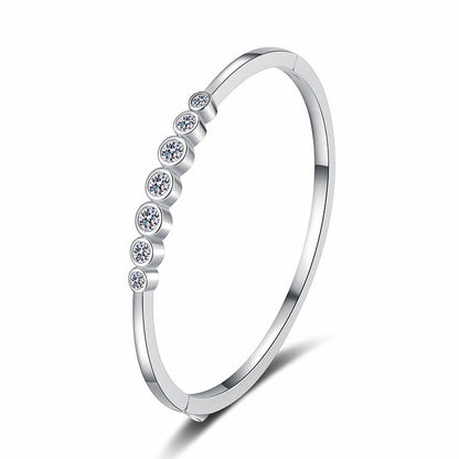 Instagram Botanical Bangle 2.5ct Moissanite 46x56mm Camellia Cactus Red Bean 925 Silver Rhodium