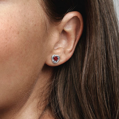 July True Red Eternity Circle Stud Earrings