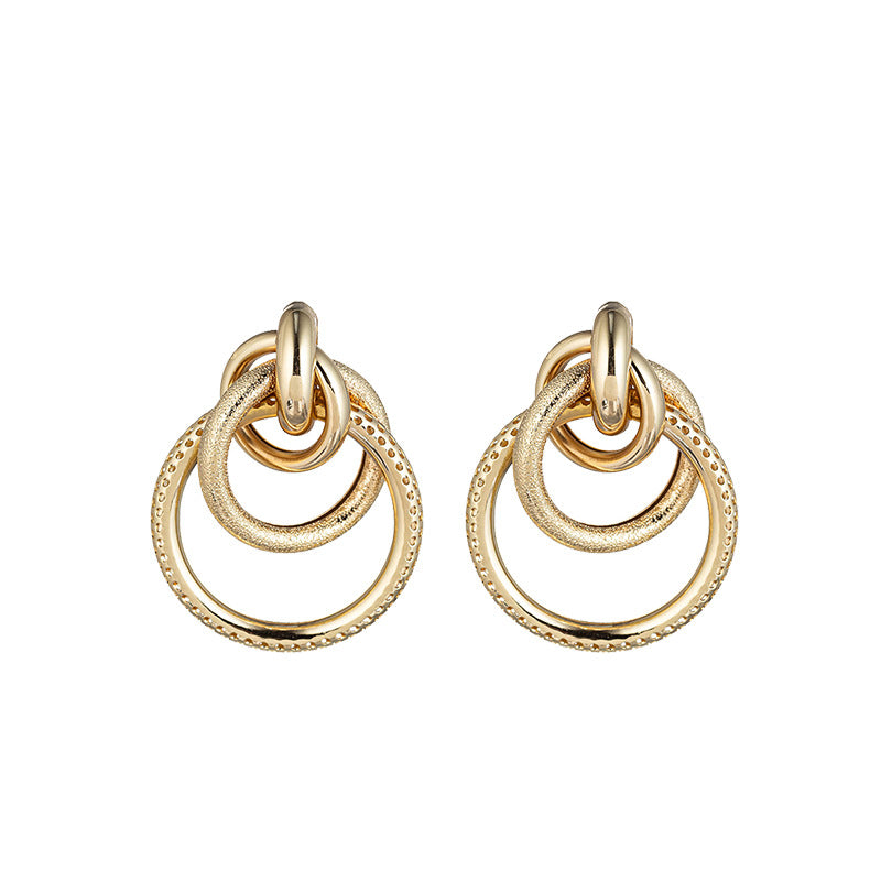 KC Gold Wire Wrapped Double Hoop Earrings - Geometric Sweet & Edgy Style for Women