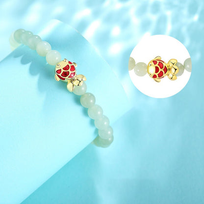 Koi Fish Jade Bracelet925 Silver Vintage Jewelry