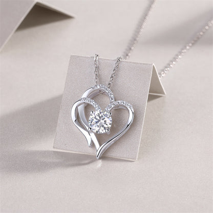 Layered Geometric Pendant Necklace with 1 Carat Moissanite