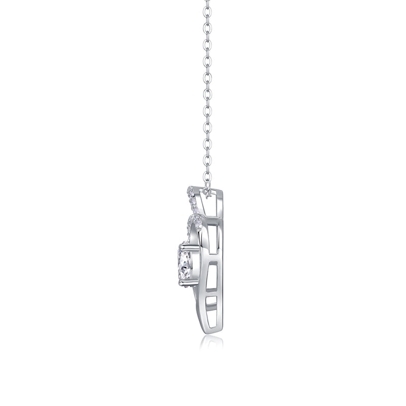 Layered Geometric Pendant Necklace with 1 Carat Moissanite
