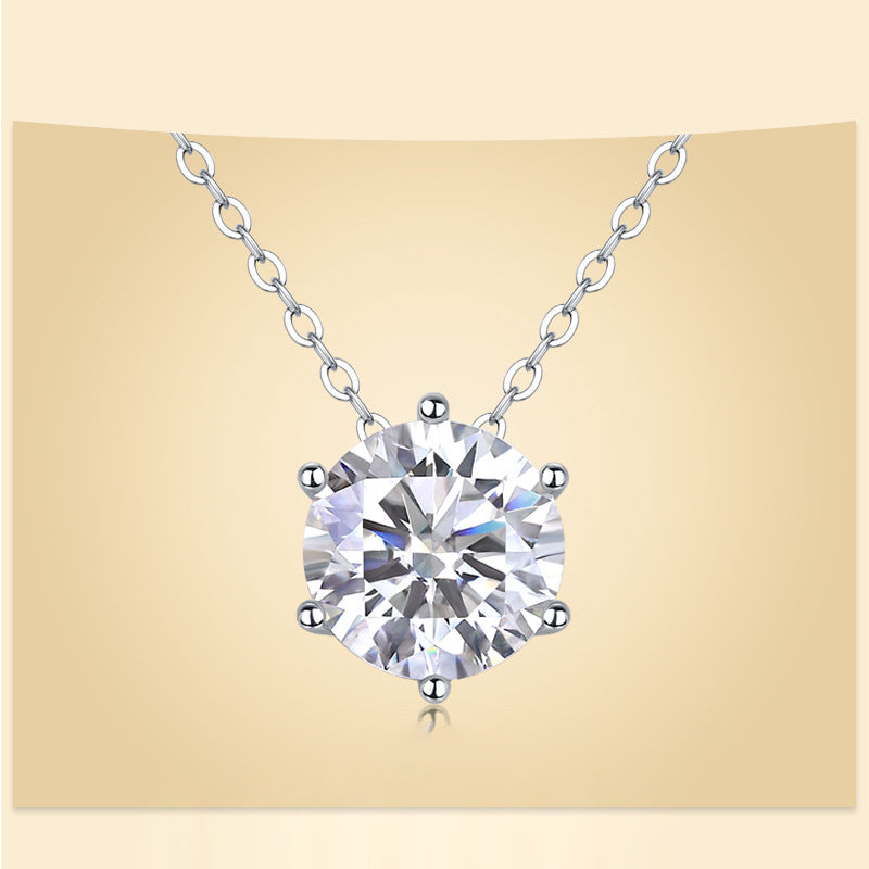 Layered Geometric Pendant Necklace with 1 to 3 Carat Moissanite