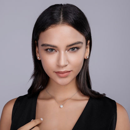 Layered Geometric Pendant Necklace with 1 to 3 Carat Moissanite