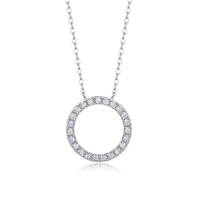 Layered Geometric Pendant Necklace with 23 Moissanite Stones