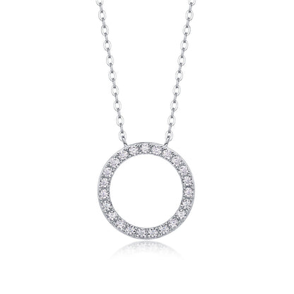 Layered Geometric Pendant Necklace with 23 Moissanite Stones