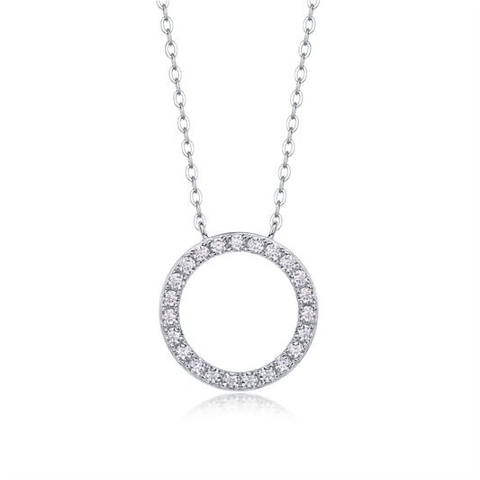 Layered Geometric Pendant Necklace with 23 Moissanite Stones