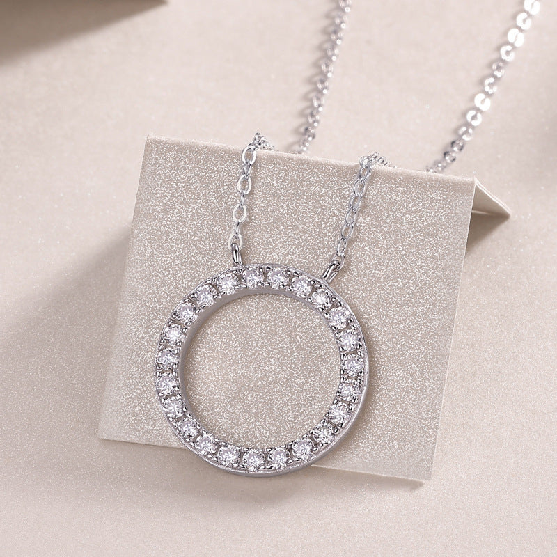 Layered Geometric Pendant Necklace with 23 Moissanite Stones