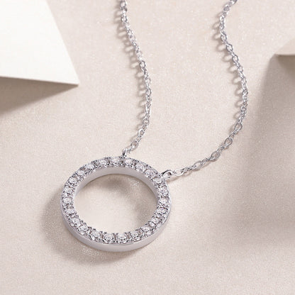 Layered Geometric Pendant Necklace with 23 Moissanite Stones