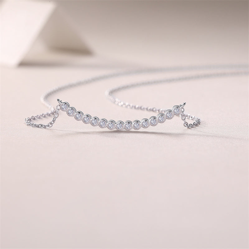 Layered Geometric Pendant Necklace with Moissanite for Women