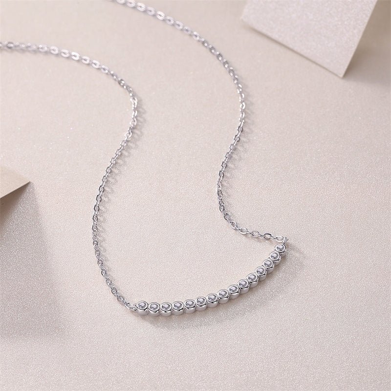 Layered Geometric Pendant Necklace with Moissanite for Women