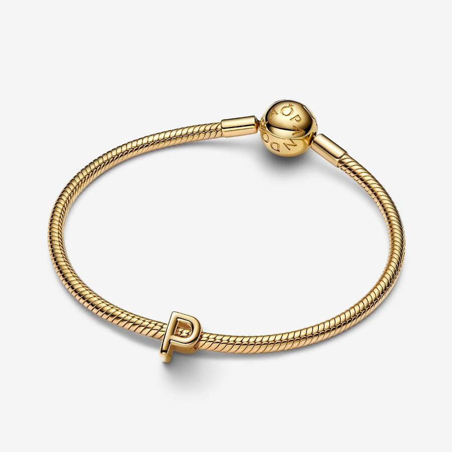 14K Gold Plated Letter P Charm