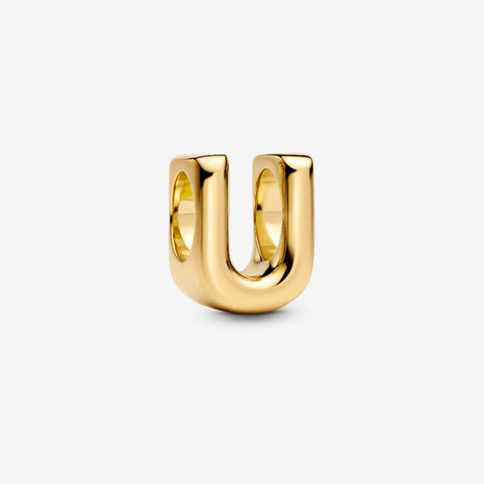 14K Gold Plated Letter U Charm