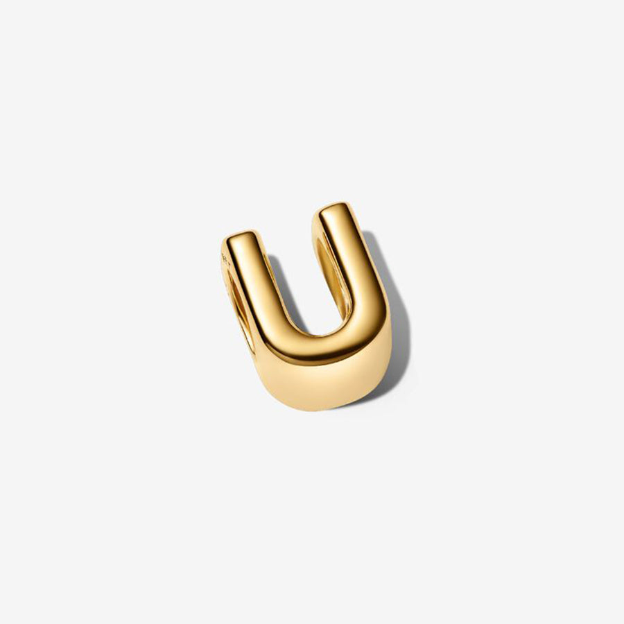 14K Gold Plated Letter U Charm