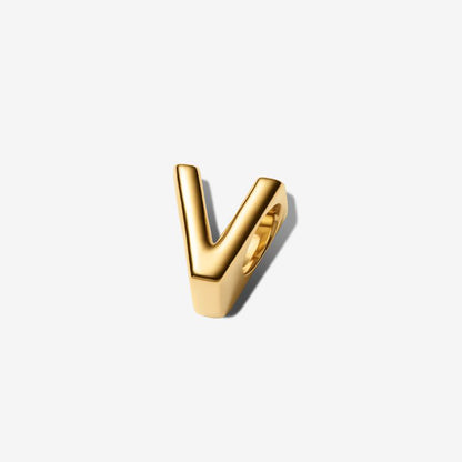14K Gold Plated Letter V Charm