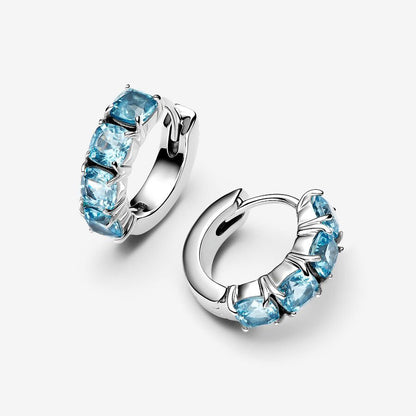 Sterling Silver Light Blue Hoop Earrings