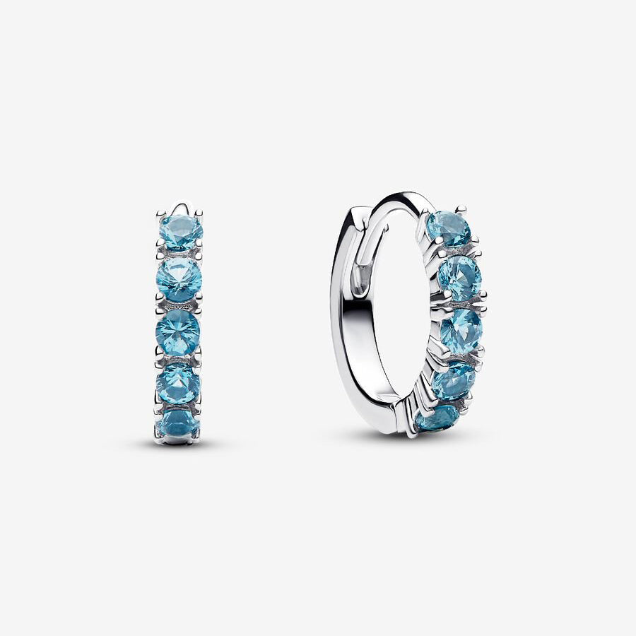 Sterling Silver Light Blue Huggie Earrings