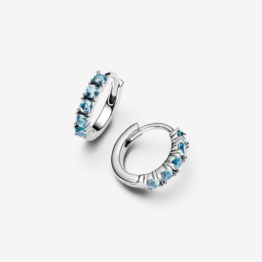 Sterling Silver Light Blue Huggie Earrings
