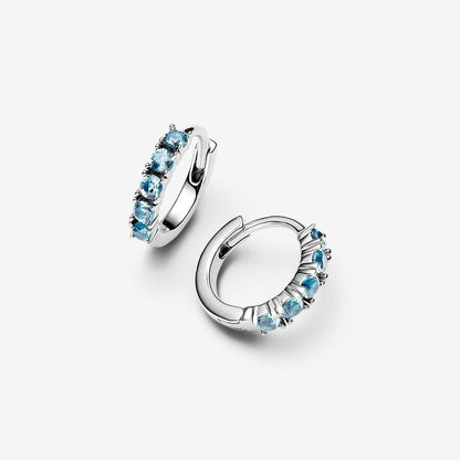 Sterling Silver Light Blue Huggie Earrings