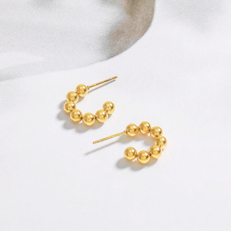 Light Luxury Geometric Circle Earrings in Gold/Silver - Fashion Commute Minimalist Stud Earrings for Women