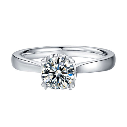 Lotus Flower Moissanite Ring - 925 Sterling Silver Floral Inspired Engagement Jewelry