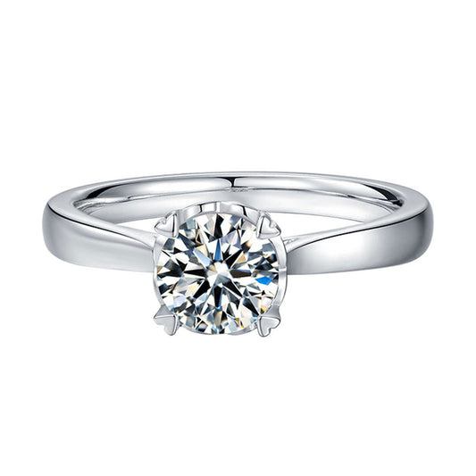 Lotus Flower Moissanite Ring - 925 Sterling Silver Floral Inspired Engagement Jewelry