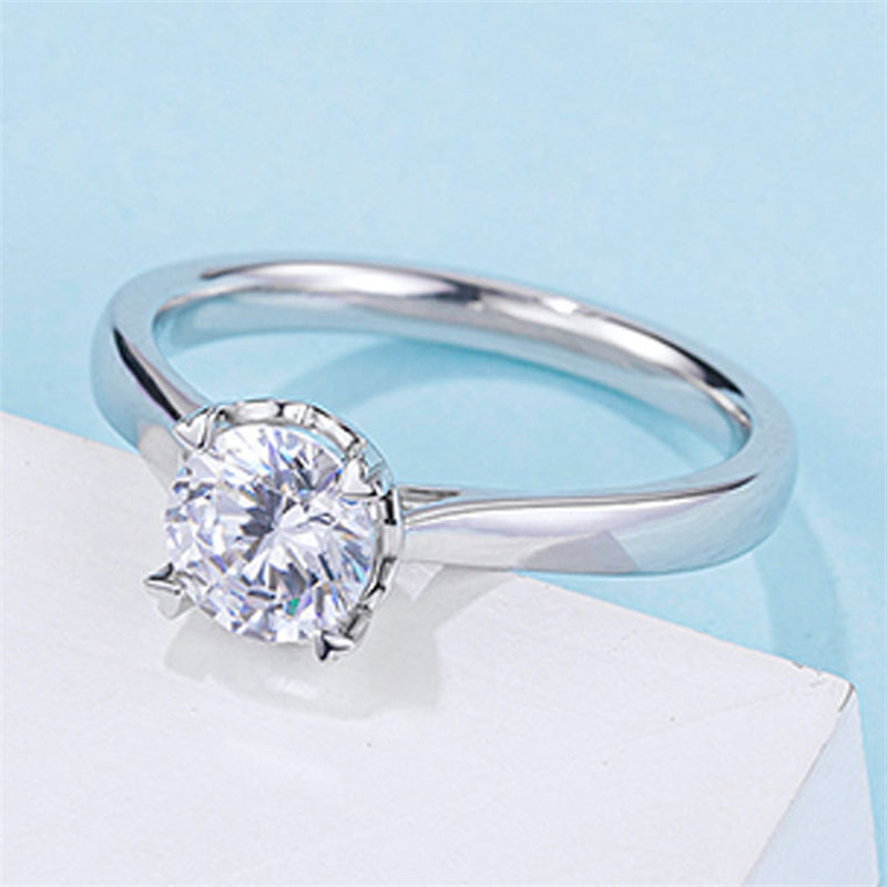 Lotus Flower Moissanite Ring - 925 Sterling Silver Floral Inspired Engagement Jewelry