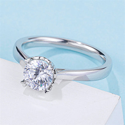 Lotus Flower Moissanite Ring - 925 Sterling Silver Floral Inspired Engagement Jewelry