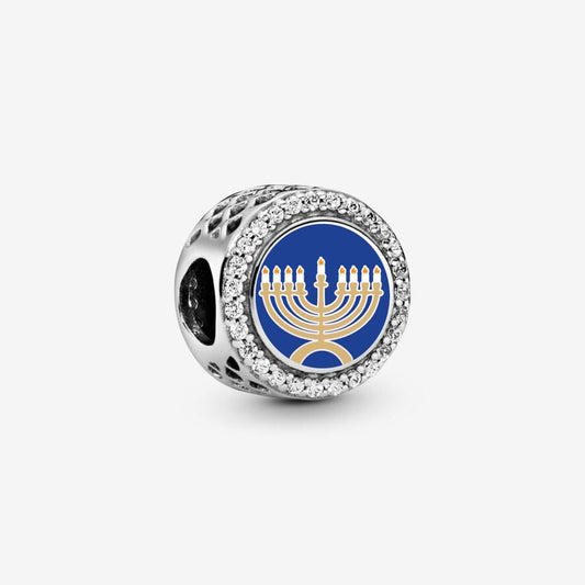 Blue Enamel Menorah Charm