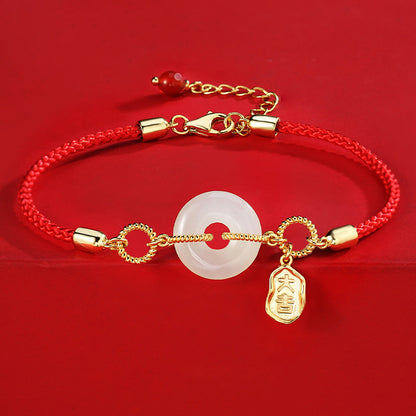 Lucky Charm Bracelet 925 Silver Jade Pendant Jewelry