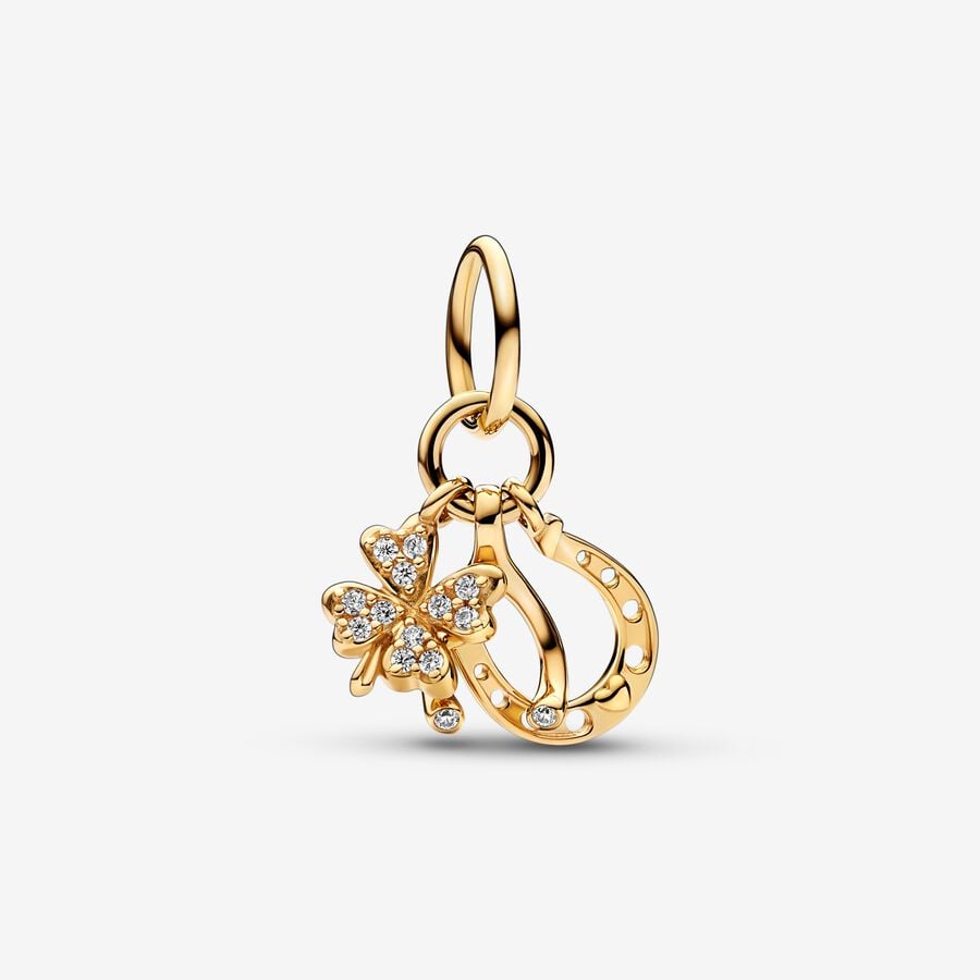 Lucky Clover, Wishbone & Horseshoe Dangle Charm