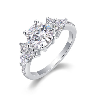 Luxurious 2 Carat Round Moissanite Ring in 925 Silver