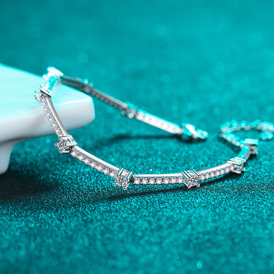 Luxury 5-Layer Rhodium Plated Sterling Silver Bracelet with 1.67ct Moissanite, Auspicious Chinese Motifs (Fu Lion, Golden Toad, Dragon Phoenix)