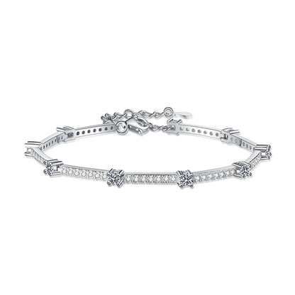 Luxury 5-Layer Rhodium Plated Sterling Silver Bracelet with 1.67ct Moissanite, Auspicious Chinese Motifs (Fu Lion, Golden Toad, Dragon Phoenix)