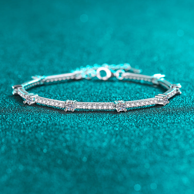 Luxury 5-Layer Rhodium Plated Sterling Silver Bracelet with 1.67ct Moissanite, Auspicious Chinese Motifs (Fu Lion, Golden Toad, Dragon Phoenix)
