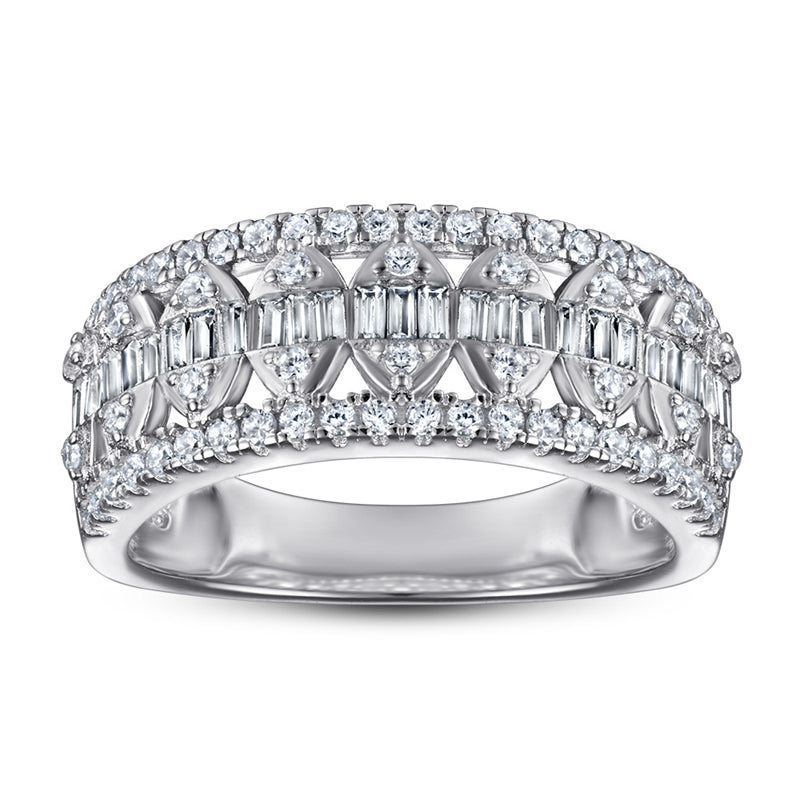 Luxury 925 Silver Zirconia Ring - Bold Statement Wedding Band for Women