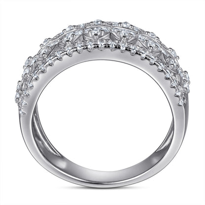 Luxury 925 Silver Zirconia Ring - Bold Statement Wedding Band for Women