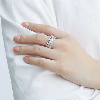 Luxury 925 Silver Zirconia Ring - Bold Statement Wedding Band for Women