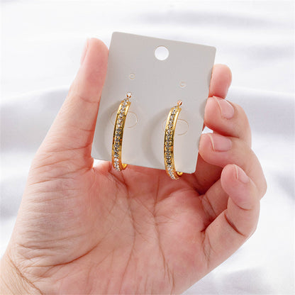 Luxury Geometric Circle Drop Earrings for Women - Gold & White Gold Plated Copper with Crystal Accents
