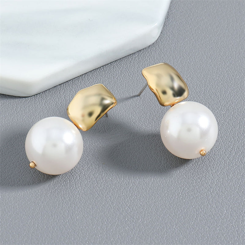Luxury Geometric Glass Bead Drop Earrings in Genuine Gold Plating