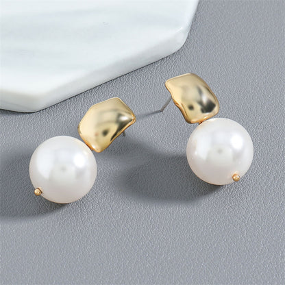 Luxury Geometric Glass Bead Drop Earrings in Genuine Gold Plating