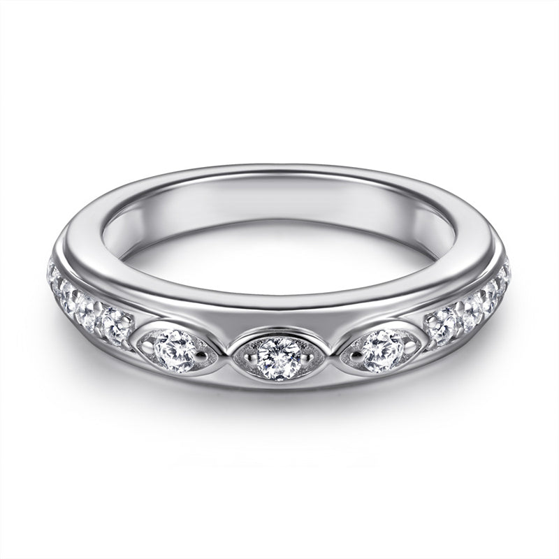 Marquise-Cut Zirconia 925 Silver Ring - Elegant European-Style Band